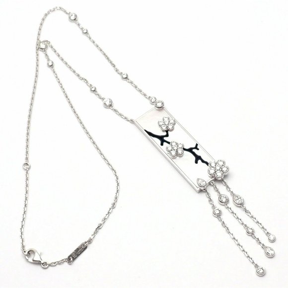 Authentic! Van Cleef & Arpels Miroir Des Eaux 18k Gold Diamond MOP Necklace - Picture 5 of 12